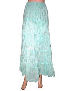 Hippie Boho Gypsy Skirts Aquamarine 4 Tiered Skirt Cotton Designer 