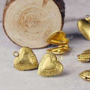 5pc Brass heart Photo Locket pendants bead charm MB0518  