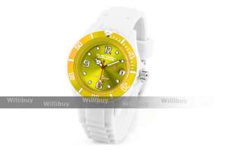 Silicon Geneva Style Wristwatch/Watch Fashion White + Ice Colorful U 