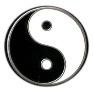  American Pewter   Ying Yang in Black and White Belt Buckle 