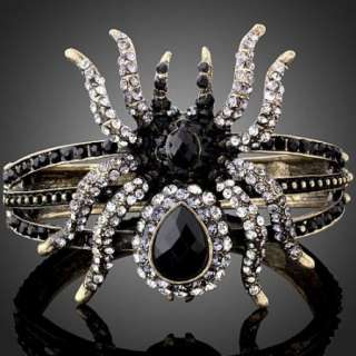 ARINNA Swarovski Crystal Spider Hinged Bangle Bracelet  
