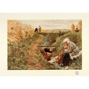  1911 Print Artist Anders Zorn Daily Bread Field Old Woman 