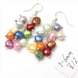 5mm   6mm mixed fresh color fresh water pearl earings sterling silver 