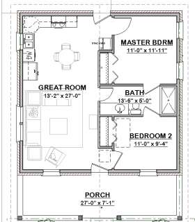 Complete House Plans~~ 836 s/f     2 bed/1 bath~~ Laura  