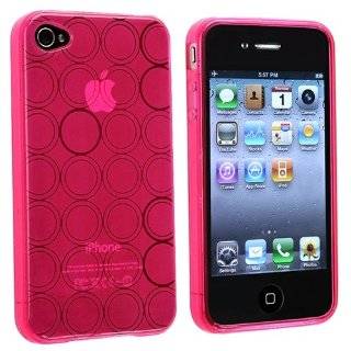 TPU Rubber Skin Case Compatible With Apple iPhone 4, Clear Hot Pink 