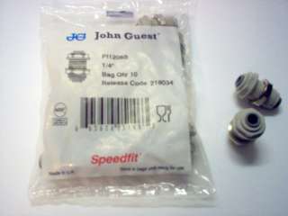 Lot of 10 John Guest Speedfit 1/4 Bulkhead Fittings   New in Original 