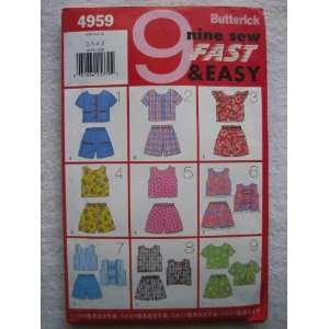  Butterick Pattern 4959   Nine Fast & Easy Childrens/Girls 