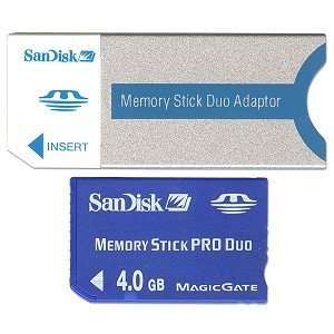  SanDisk 4GB Memory Stick Pro Duo Card w/Adapter 
