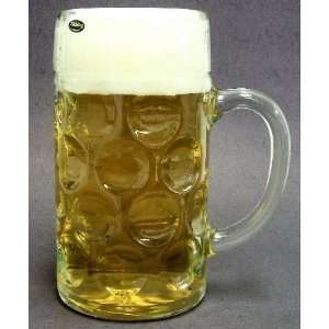  One Liter Plain German Glass Dimple Beer Mug Kitchen 
