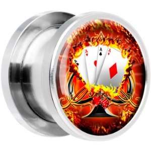  0 Gauge Steel Burning Poker Four Aces Screw Fit Plug 