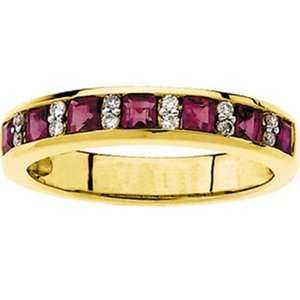  1 Carat Ruby Diamond 14k Yellow Gold Anniversary Wedding Ring 