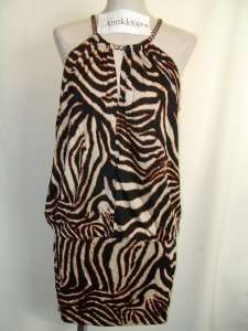 NEW Victorias Secret Moda Zebra Print Dress L S $98  