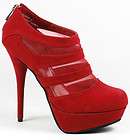 Red Mesh Round Toe Platform Ankle Bootie 9 us BAMBOO  