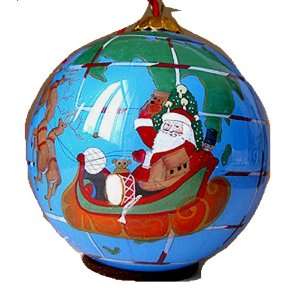   Christmas Around the World   Inside Hand Painted Glass Ball Ornament