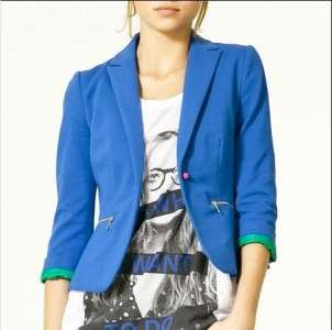 RARE Zara blue pique blazer SEEN ON new girl CELEB size S Small new 