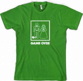 Game Over Funny Marriage T Shirt Mens Cotton   Green  