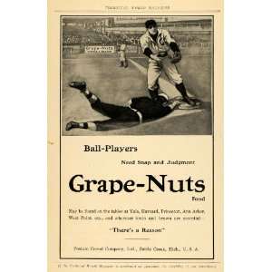   Brain Cereal Baseball Yale Harvard   Original Print Ad