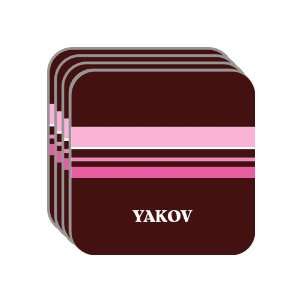 Personal Name Gift   YAKOV Set of 4 Mini Mousepad Coasters (pink 