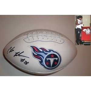 Chris Johnson signed Tennessee Titans Logo Football   Autographed 