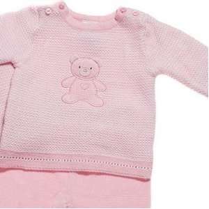 Absorba Baby Pink Sweater Teddy Bear 2pc Footie Set Infant Girl Size 0 