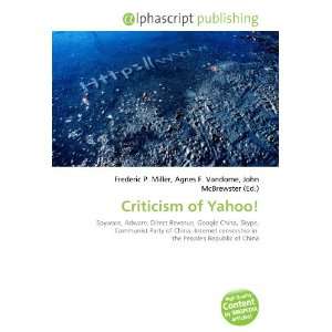  Criticism of Yahoo (9786134087674) Books