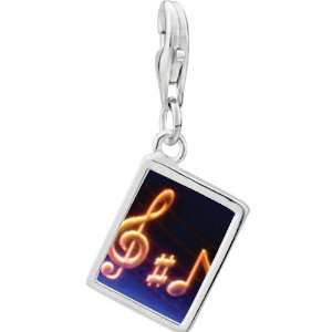  Pugster 925 Sterling Silver Music Note Photo Rectangle 