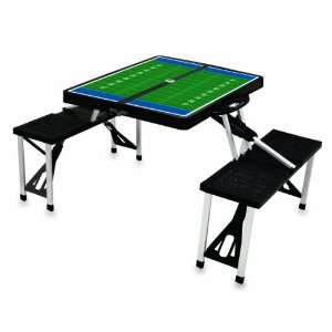  Picnic Time Black with Football Field Design Portable Folding Table 