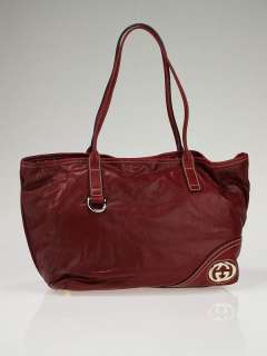 Gucci Red Leather Britt Medium Tote Bag  