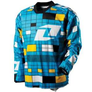 One Industries Test Pattern Mens Carbon MX Motorcycle Jersey   Cyan 