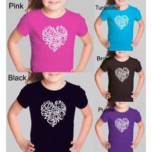  Girls BROWN Cursive Heart Shirt XL   Created using the 