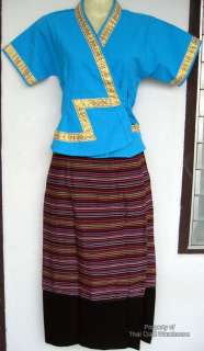 Young Girls Thai Cotton North Thailand Outfit L.Blue 28  