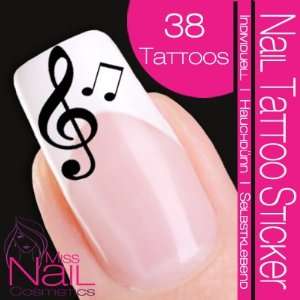 Nail Tattoo Sticker Music / Notes   black Beauty