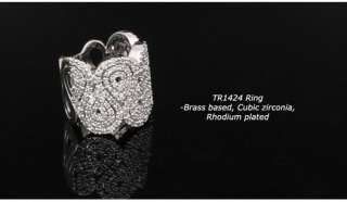 Kinkymerry jewelry wave cubic zirconia white pt rese goldpt Sz_6,6.5,7 
