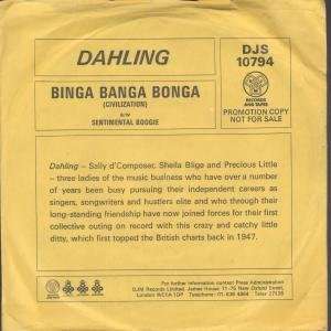  BINGA BANGA BONGA 7 INCH (7 VINYL 45) UK DJM 1977 