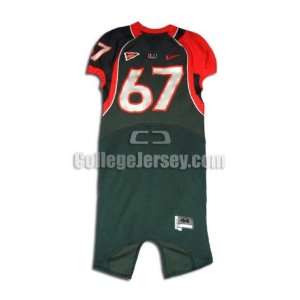  Green No. 67 Team Issued Miami Nike Football Jersey 