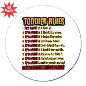  3 Lapel Sticker (48 Pack) Toddler Rules 