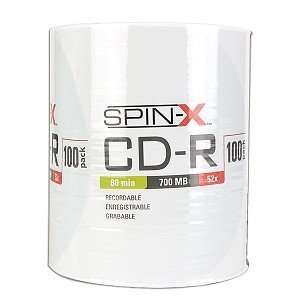  Spin X 52x 700MB 80 Minute CD R Media 100 Piece Pack 