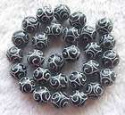 Black Carved Jade Round Beads 15mm 16  