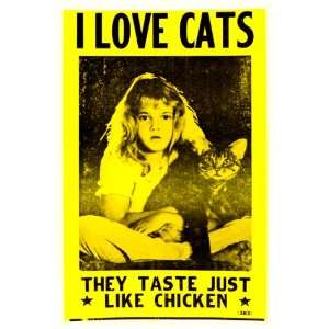  Cats Taste Like Chicken 14x22 Vintage Style Poster 