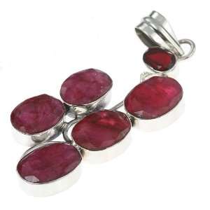   925 Sterling Silver SYNTHETIC RUBY Pendant, 2.75, 16.74g Jewelry