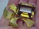 Large Golden Citrine Pin or Brooch Custom Made 16k Gold