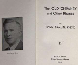  Samuel Knox, Poetry 1940. Inscribed  To my good friend V.H. Young 