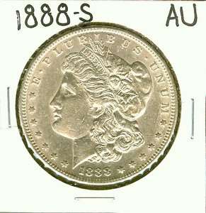 1888 S Silver $1 AU Morgan Dollar  
