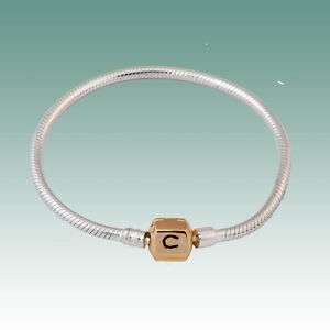   Chamilia Sterling Sislver Bracelet w/Gold Snap 14K 7.1in/18cm   CA 2