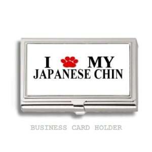 Japanese Chin Love My Dog Paw Business Card Holder Case