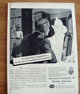 1940 Insurance Company North America Ad White Fireman  