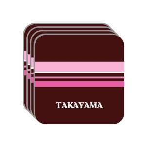 Personal Name Gift   TAKAYAMA Set of 4 Mini Mousepad Coasters (pink 