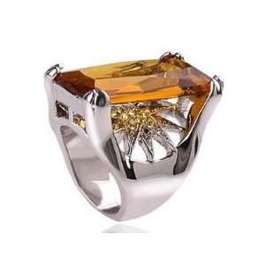 Large Elegant Amber white Gold Cocktail Ring by VictoriasJewelry (7)