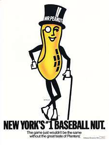 1984 Planters Mr Peanut New Yorks #1 Baseball Nut Ad  