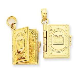Ten Commandments Bible Pendant in 14k Yellow Gold